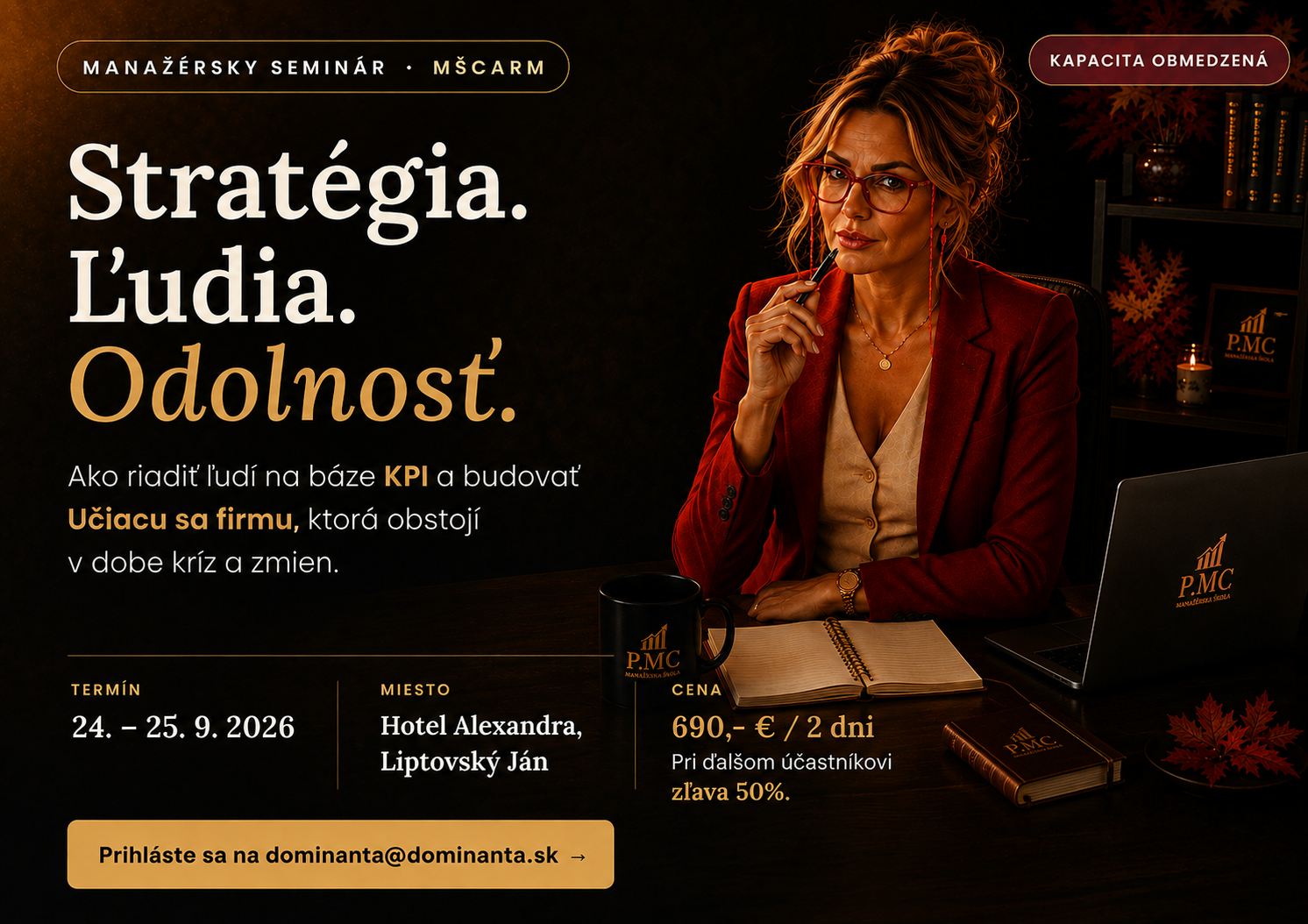 Manažérsky seminár MŠCaRM: Stratégia. Ľudia. Odolnosť. — 24.–25. 9. 2026, Hotel Alexandra, Liptovský Ján